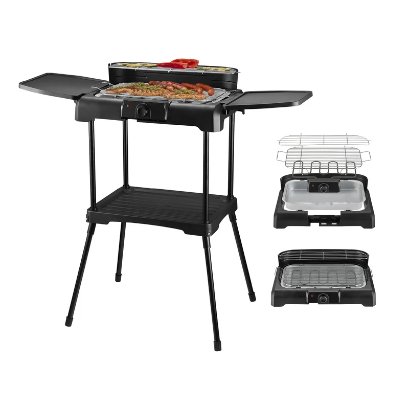 Standgrill, 2200W, mit Windschutz & Ablage