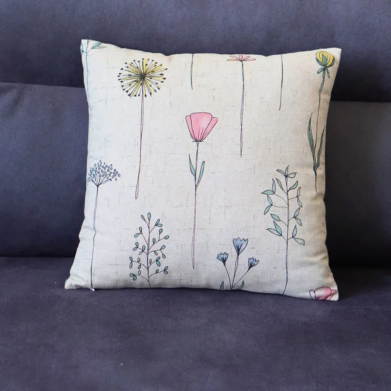Blumen Kissenhülle, Sofakissen Bezug - Ein Blumenfeld für das Sofa