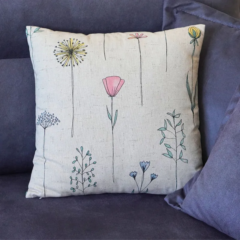 Blumen Kissenhülle, Sofakissen Bezug - Ein Blumenfeld für das Sofa