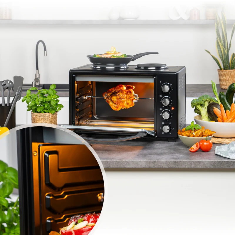 Mini-Backofen 45L, mit Kochplatten, Umluft