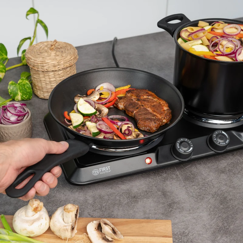 Gusseisen Doppelkochplatte 2500 W, kompakt & mobil