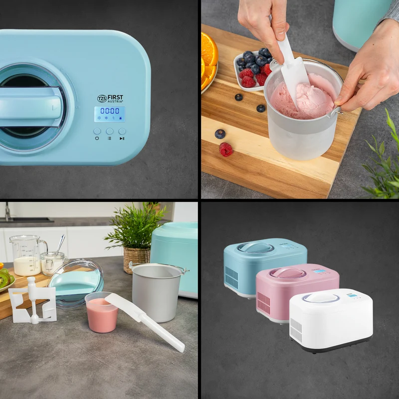 Eismaschine 1L, mit Slush- & Joghurt-Funktion, Edelstahl-Behälter