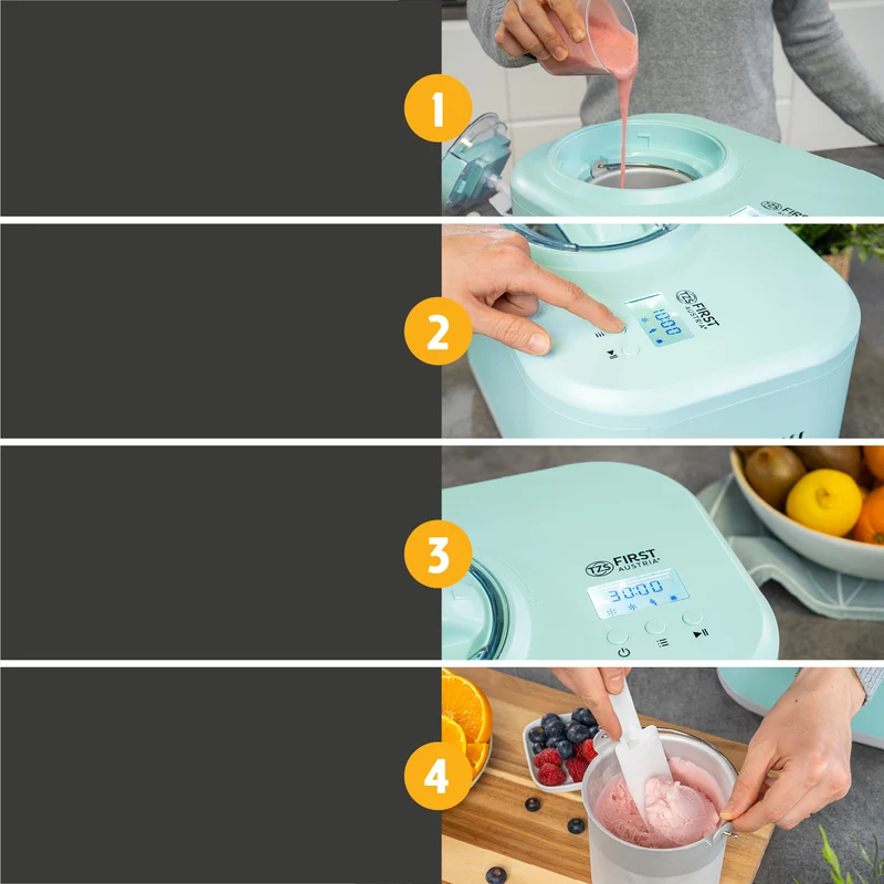 Eismaschine 1L, mit Slush- & Joghurt-Funktion, Edelstahl-Behälter