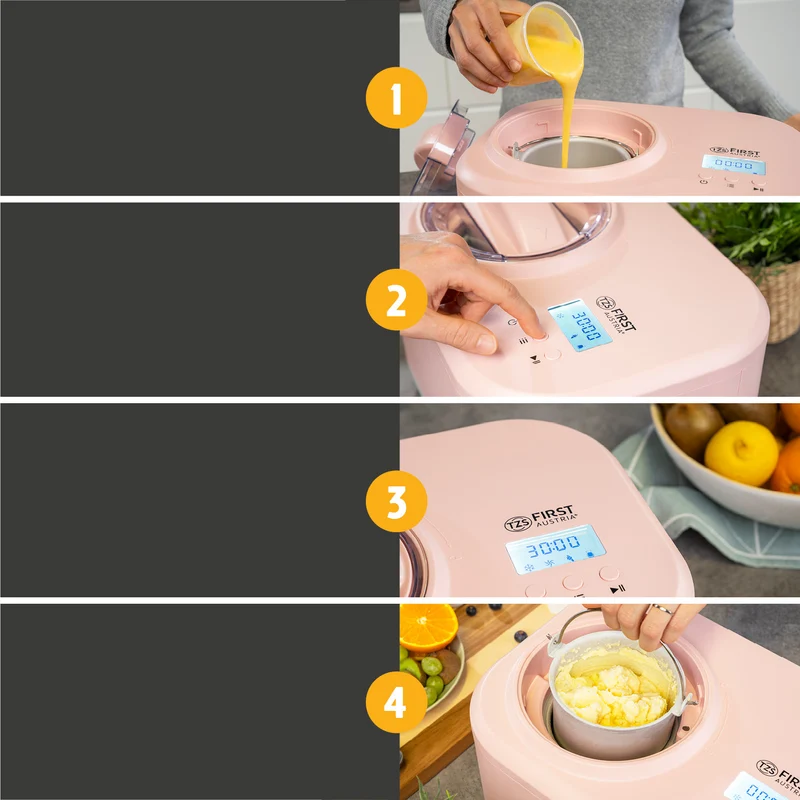 Eismaschine 1L, mit Slush- & Joghurt-Funktion, Edelstahl-Behälter