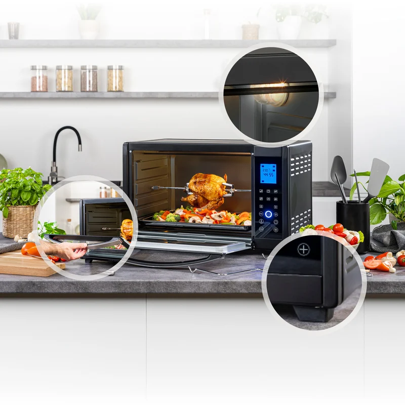 Mini-Backofen Digital 45L, mit Umluft, Drehspieß