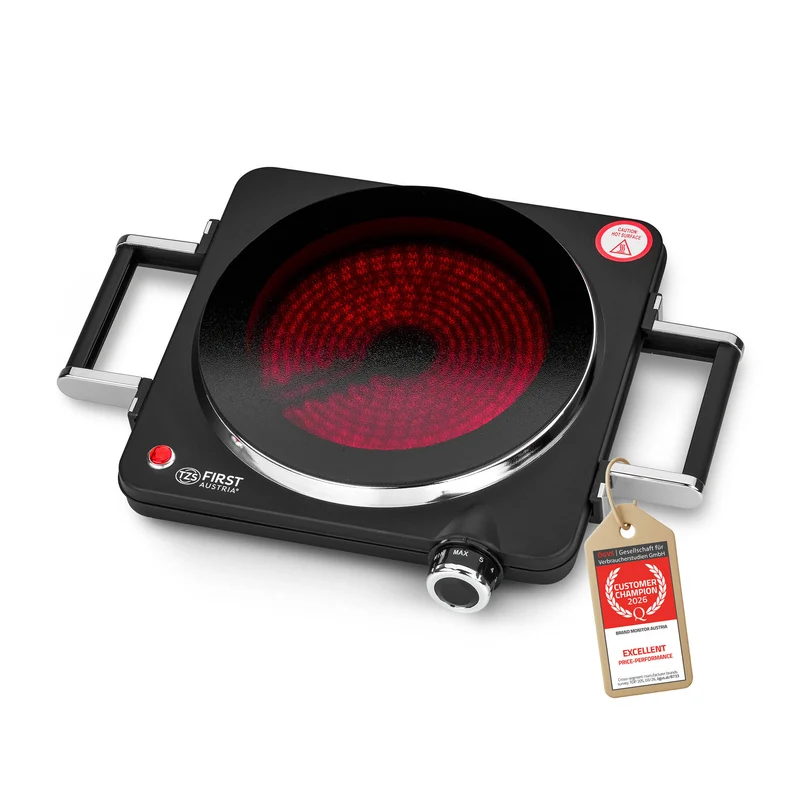 Infrarot-Einzelkochplatte 1500W, Glaskeramik, 22 cm