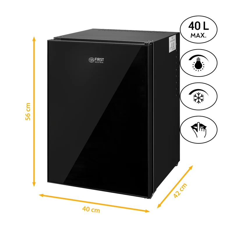 Minikühlschrank 40L - Glasfront Schwarz