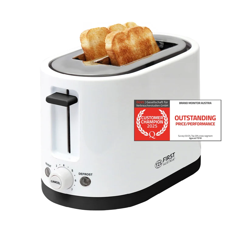 Toaster 2 Scheiben, mit Brötchenaufsatz, 7 Bräunungsstufen