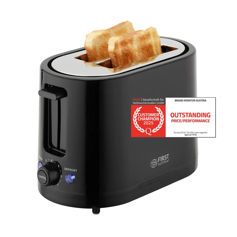 Toaster 2 Scheiben, mit Brötchenaufsatz, 7 Bräunungsstufen