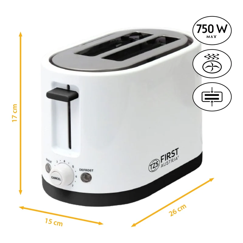 Toaster 2 Scheiben, mit Brötchenaufsatz, 7 Bräunungsstufen