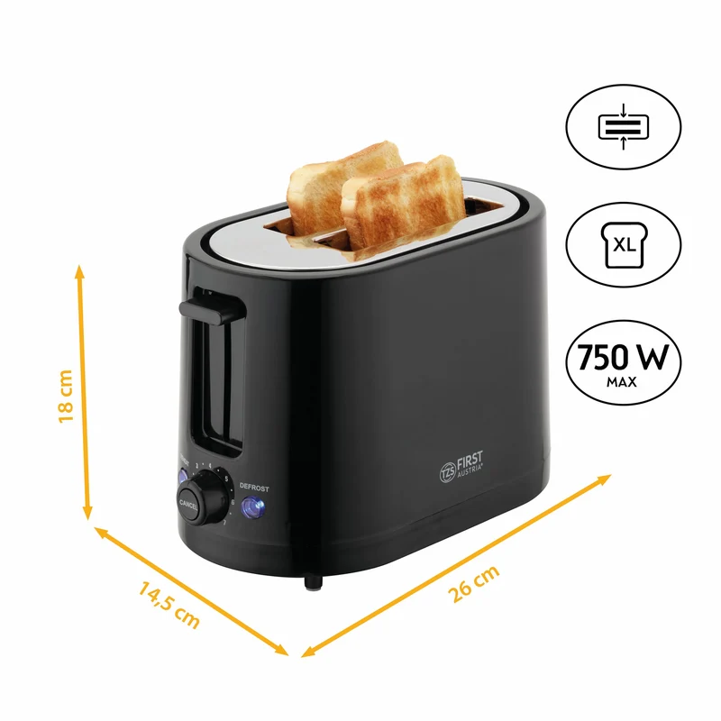 Toaster 2 Scheiben, mit Brötchenaufsatz, 7 Bräunungsstufen
