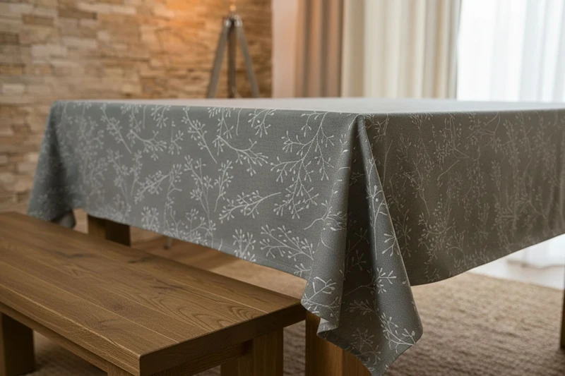 Tischdecke, Läufer - Olivgrün mit Zweigen - für Feiertage