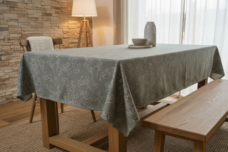 Tischdecke, Läufer - Olivgrün mit Zweigen - für Feiertage