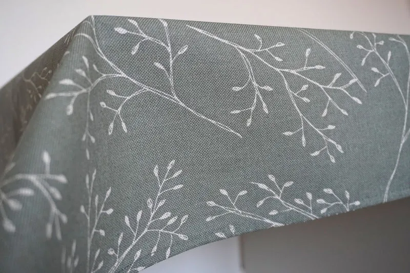 Tischdecke, Läufer - Olivgrün mit Zweigen - für Feiertage