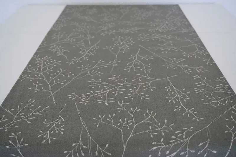 Tischdecke, Läufer - Olivgrün mit Zweigen - für Feiertage