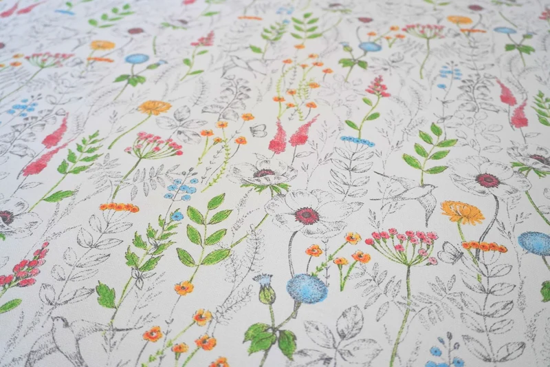 Blumen-Tischdecke, Läufer - Blumen auf weißem Hintergrund