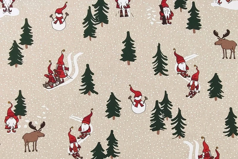 Weihnachtstischdecke, Tischläufer mit Weihnachts- und Wichtelmotiven