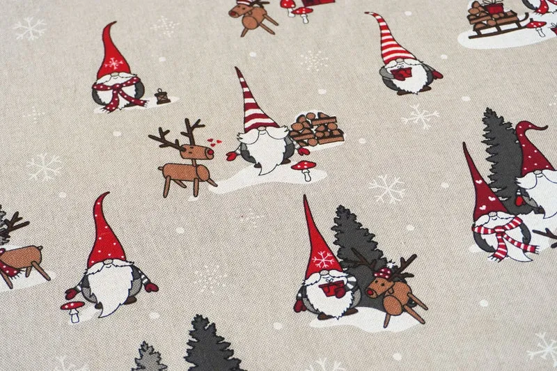 Weihnachtstischdecke, Tischläufer mit Weihnachts- und Wichtelmotiven