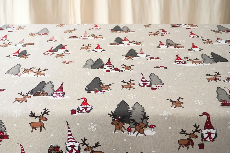 Weihnachtstischdecke, Tischläufer mit Weihnachts- und Wichtelmotiven