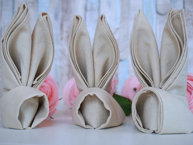 Beige Leinen Stoffservietten als 4er Set