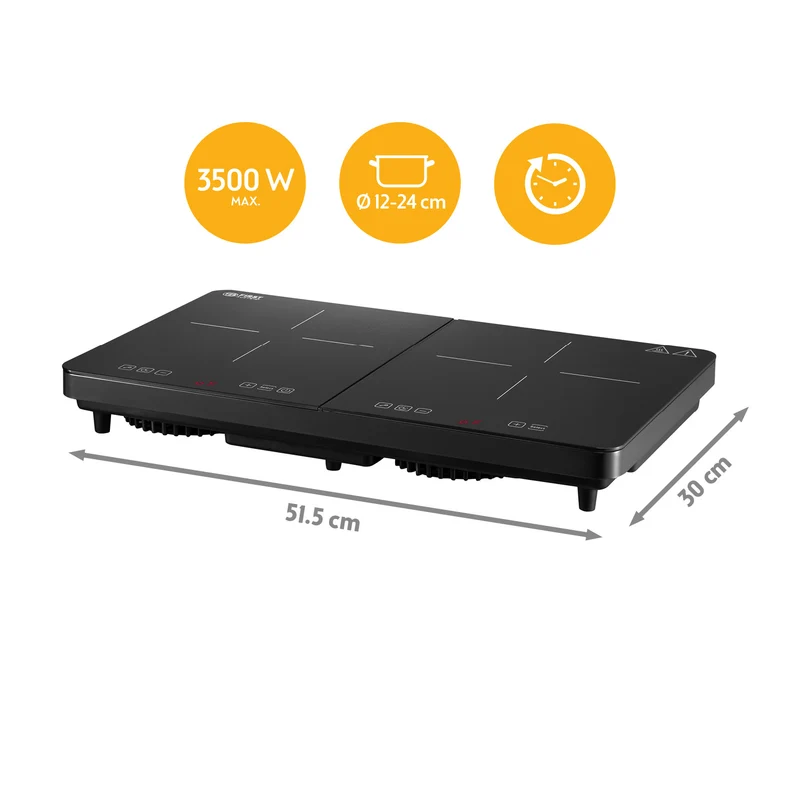 Doppel-Induktionskochplatte 3500 W, Touch-Bedienung, mit Timer