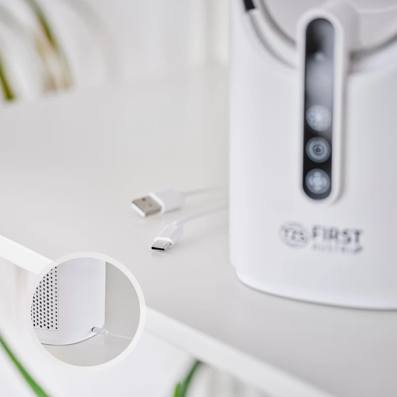Tischventilator kabellos, blattlos, 7-Farben-Licht, USB-C