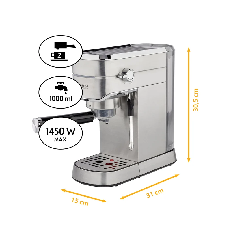 Siebträgermaschine 1,5L, 15 bar, mit Milchschäumer