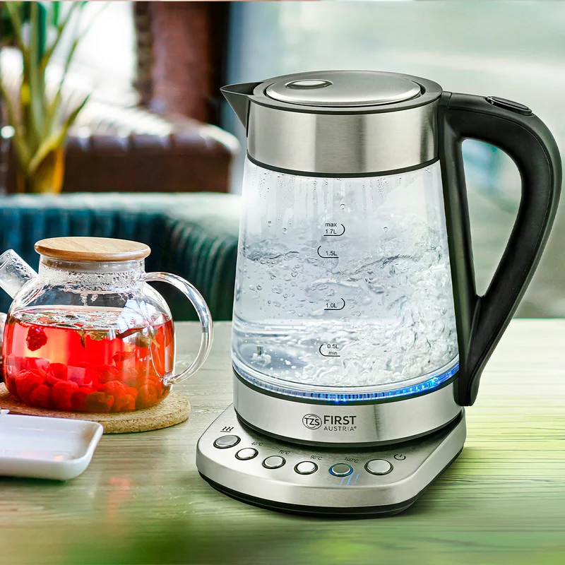 Wasserkocher 1,7 L Glas, 4 Temperaturstufen, Warmhaltefunktion