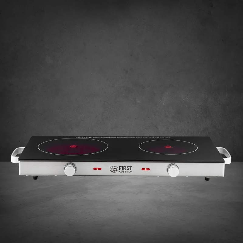 Infrarot-Doppelkochplatte 2800W, Glaskeramik, 20/16,5 cm