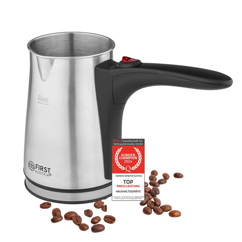 Kaffeekocher Edelstahl, 800 W, 360°-Sockel