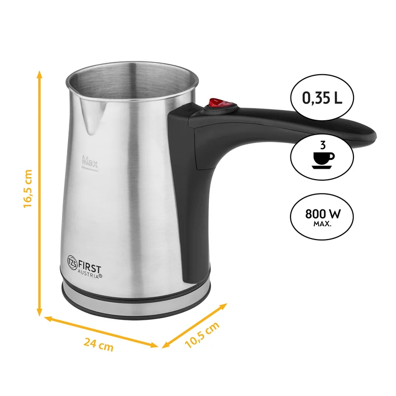 Kaffeekocher Edelstahl, 800 W, 360°-Sockel