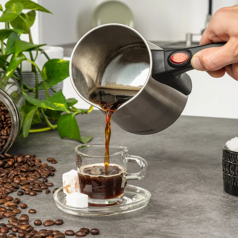 Kaffeekocher Edelstahl, 800 W, 360°-Sockel