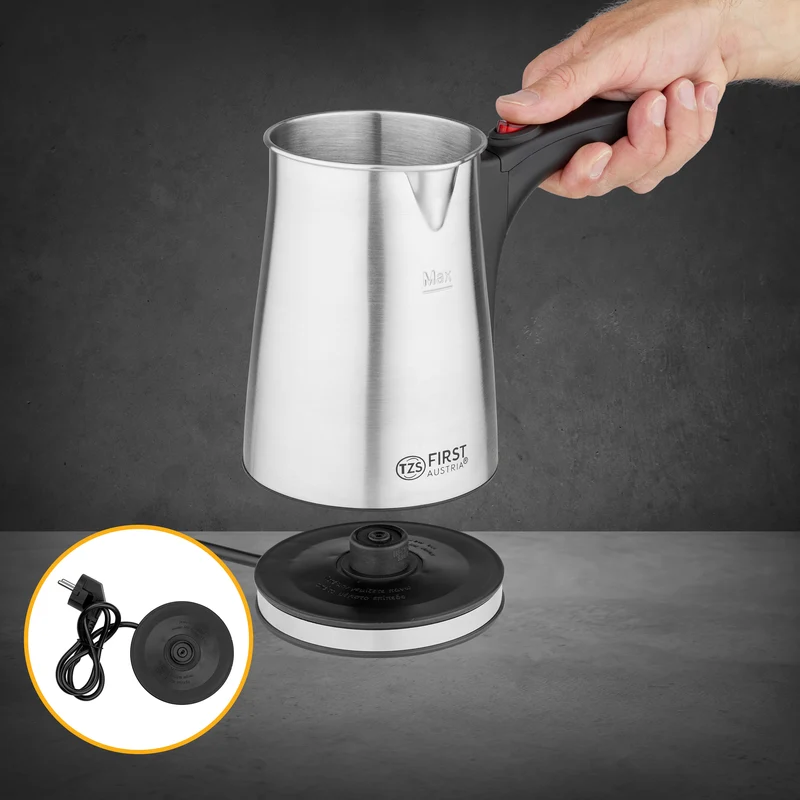 Kaffeekocher Edelstahl, 800 W, 360°-Sockel