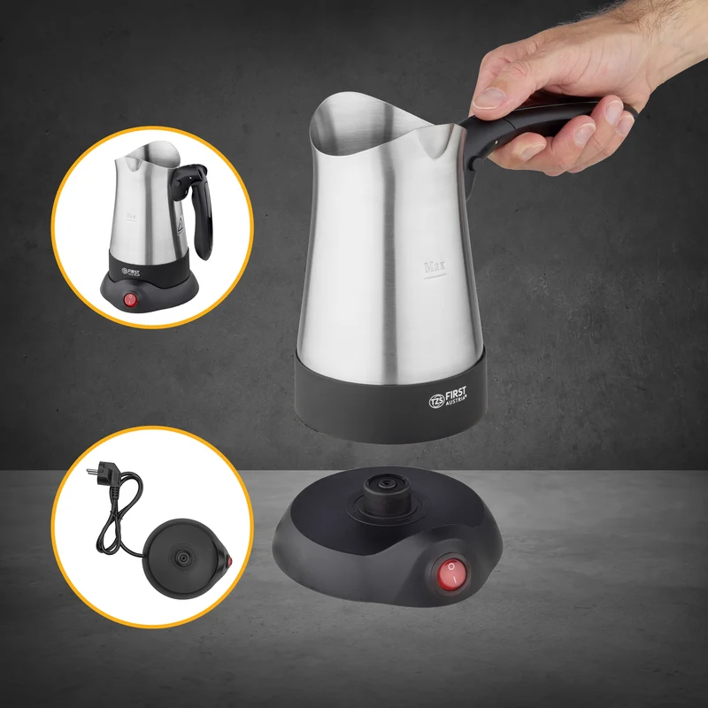 Kaffeekocher Edelstahl, 800 W, 360°-Sockel