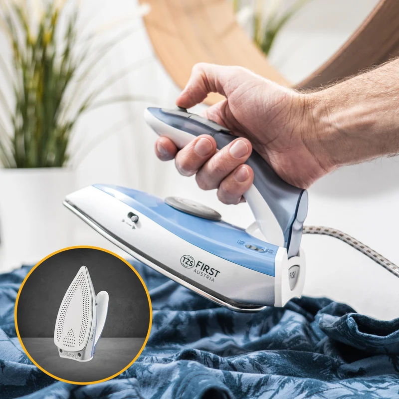 Reisebügeleisen 60 ml, klappbarer Griff, Edelstahlbügelsohle