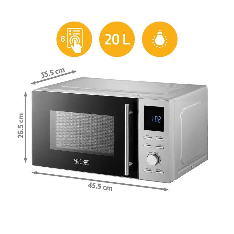 Mikrowelle 20L, mit Grillfunktion, Edelstahl