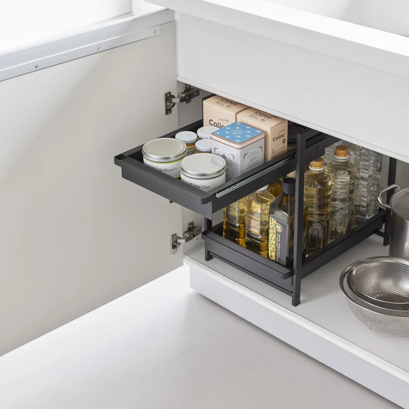 2-Tiered Sliding Under-Sink Organizer