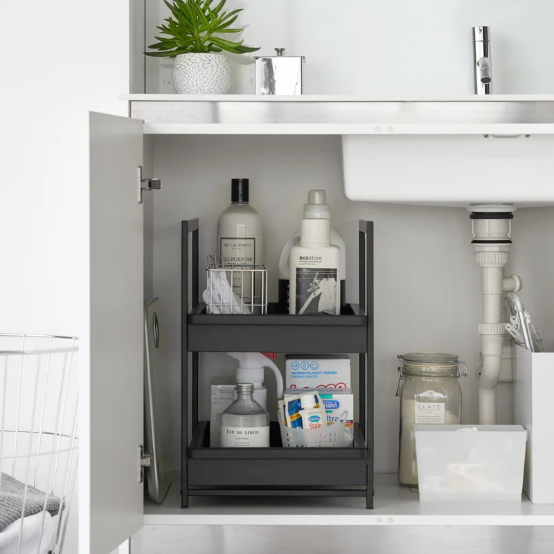 2-Tiered Sliding Under-Sink Organizer