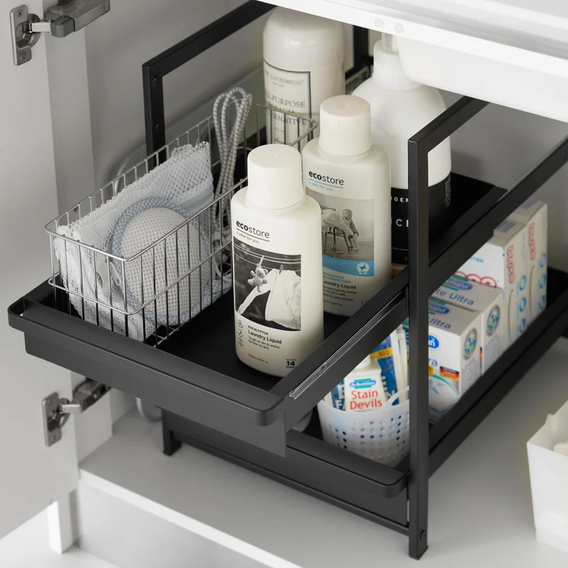 2-Tiered Sliding Under-Sink Organizer