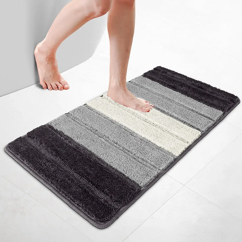 Badematte Rutschfeste, Mikrofaser Badezimmerteppich Farbverlauf 60x110cm Grau