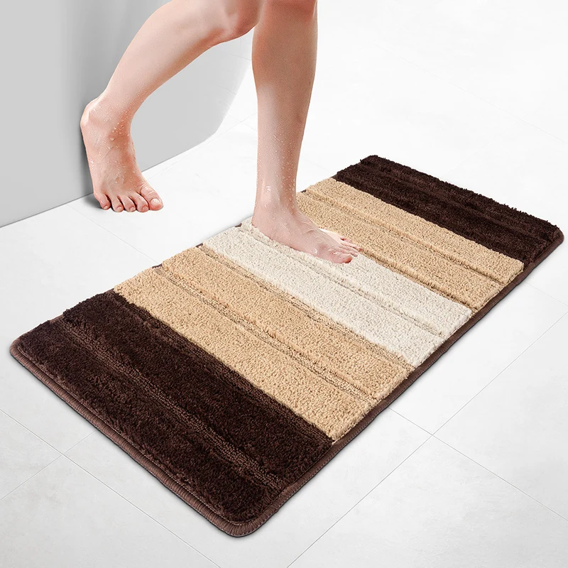 Badematte Rutschfeste, Mikrofaser Badezimmerteppich Farbverlauf 60x110cm Beige