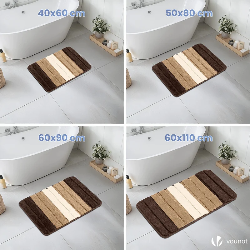 Badematte Rutschfeste, Mikrofaser Badezimmerteppich Farbverlauf 60x110cm Beige