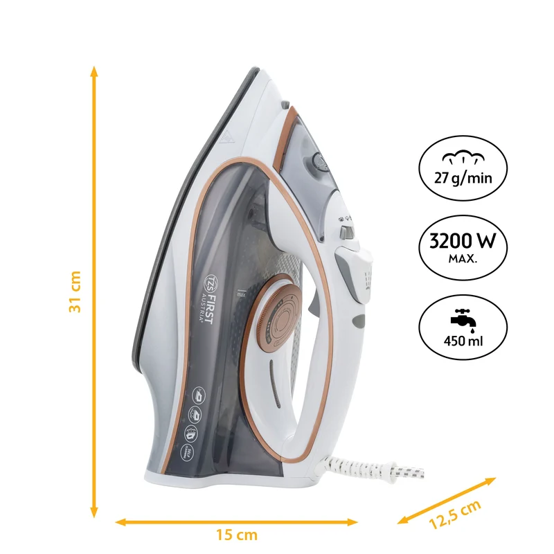 Dampfbügeleisen 3200 W, Keramiksohle, 42 Dampföffnungen
