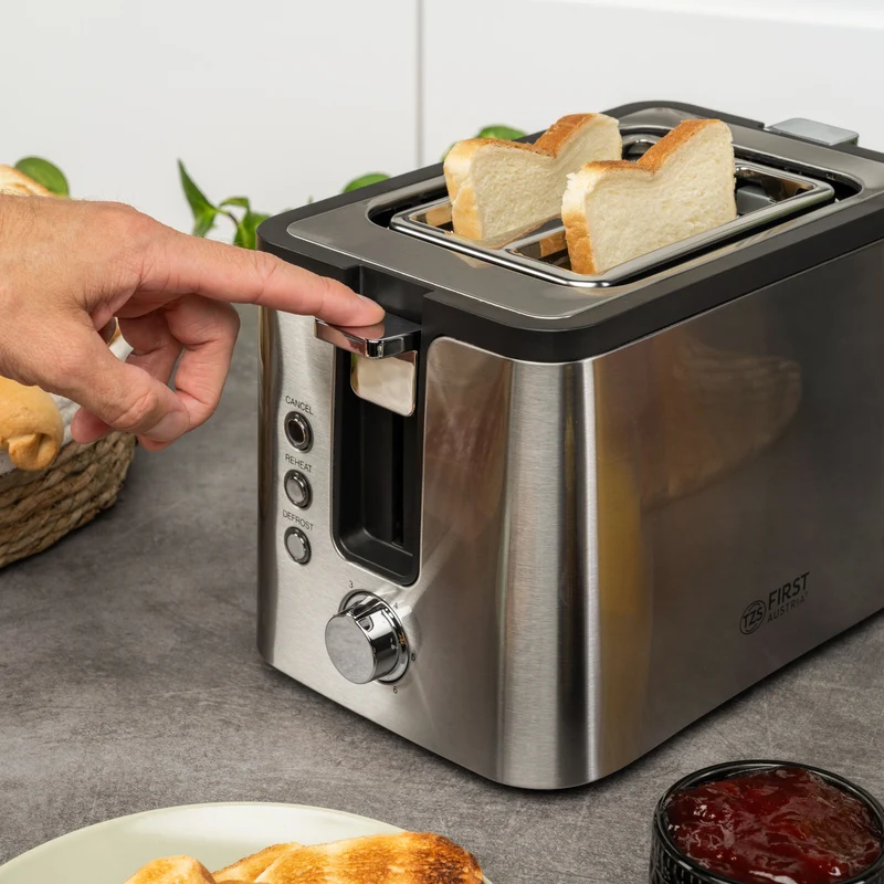 Toaster 2 Scheiben, Edelstahl, breite Schlitze
