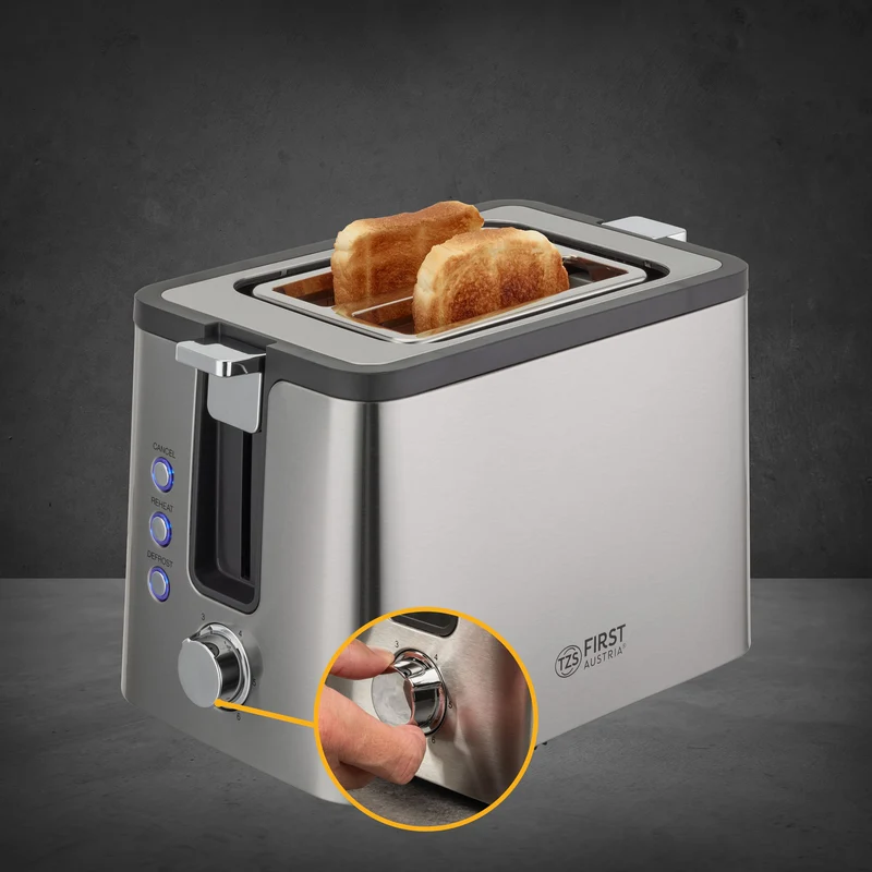 Toaster 2 Scheiben, Edelstahl, breite Schlitze