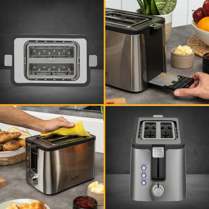 Toaster 2 Scheiben, Edelstahl, breite Schlitze