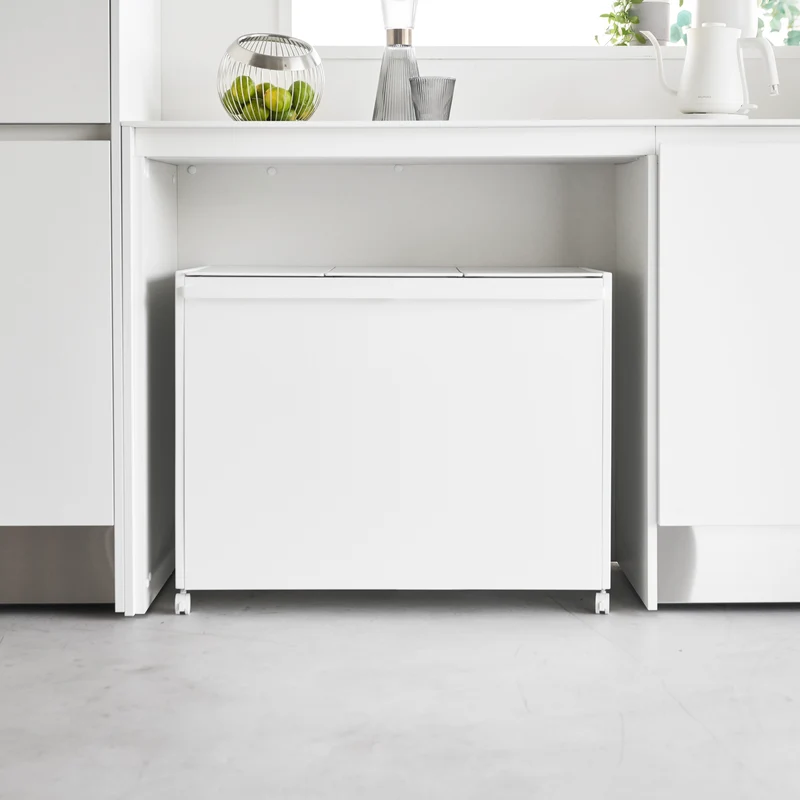 3-Compartment Trash Can with Casters