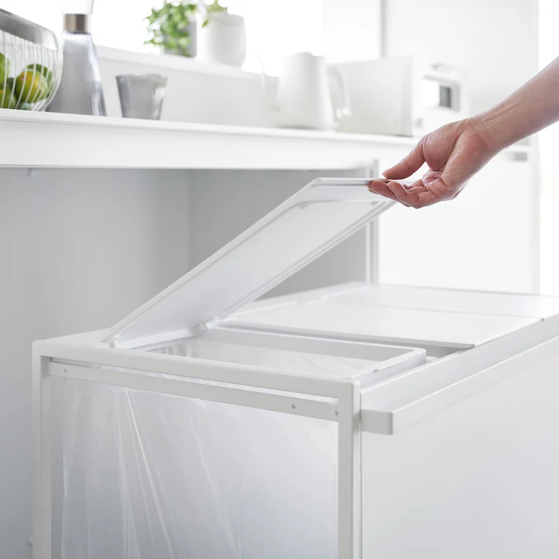 3-Compartment Trash Can with Casters