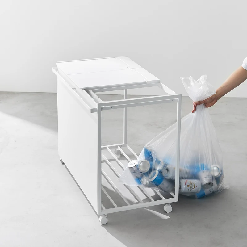 3-Compartment Trash Can with Casters