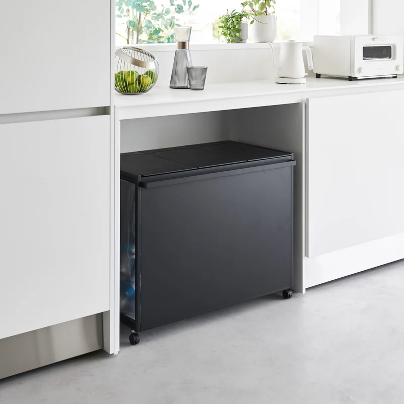 3-Compartment Trash Can with Casters